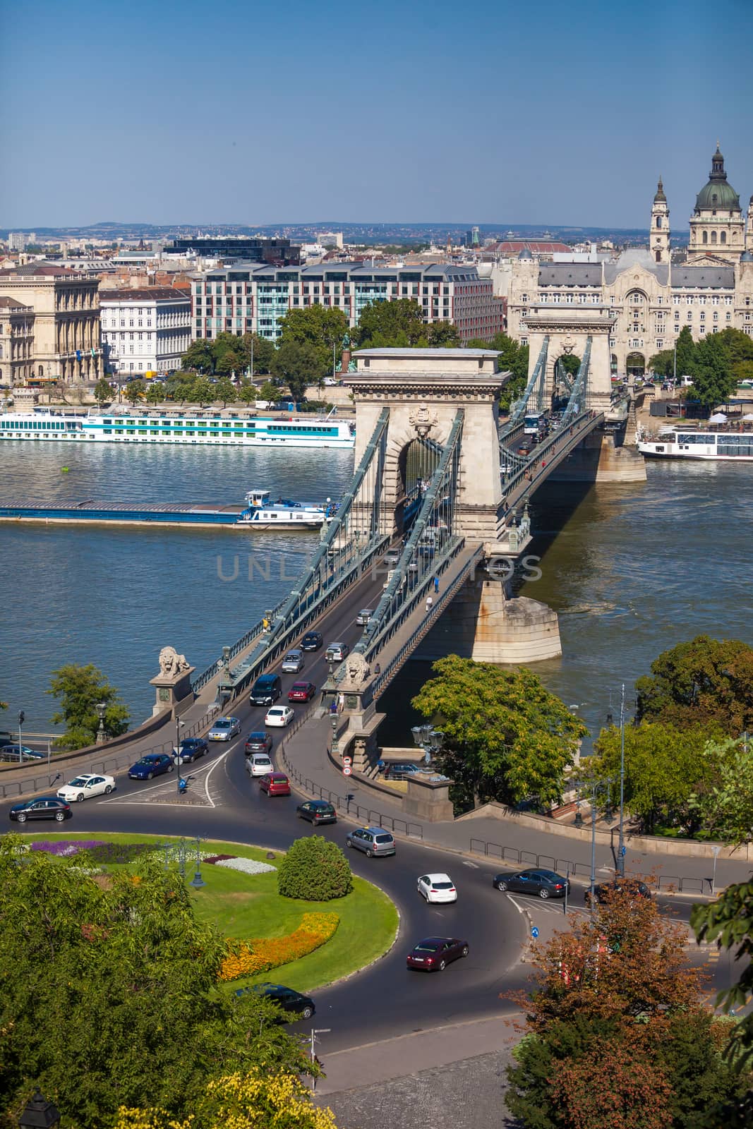 View of Szechenyi Chain Bridge on August 2, 2013 in Budapest