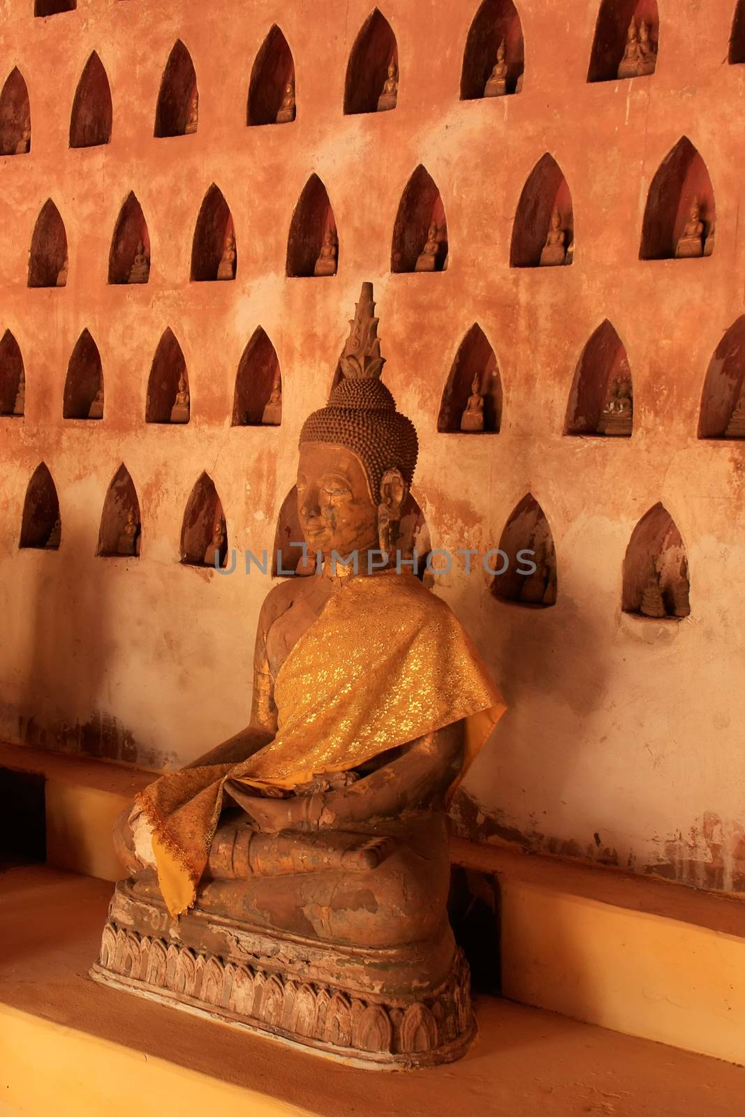 Buddha statues in Wat Si Saket, Vientiane, Laos, Southeast Asia