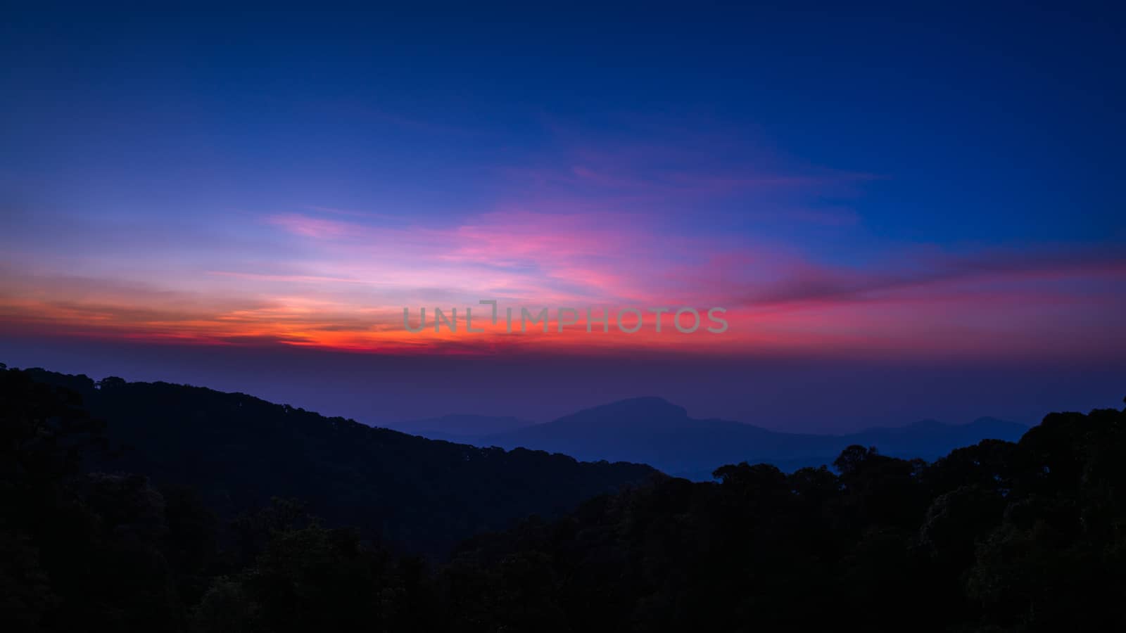 chiengmai, doi inthanon, thailand, View of sunrise  by jakgree