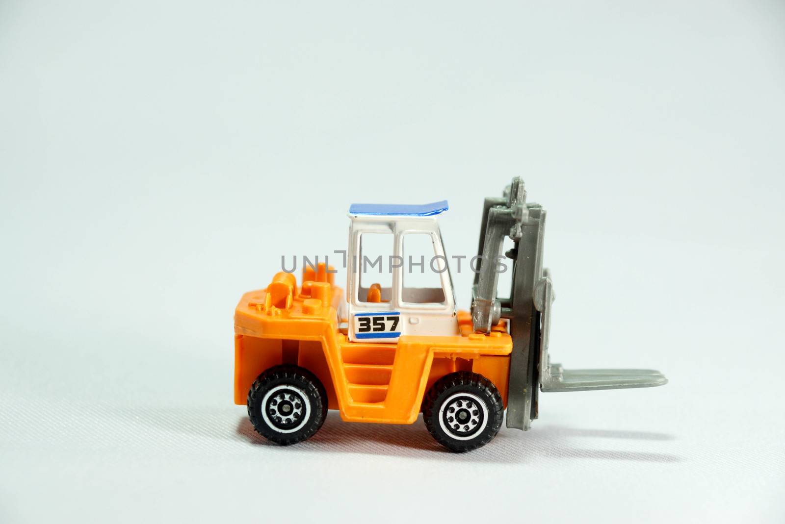 plastic model of heavy duty truck on white scene,shallow focus