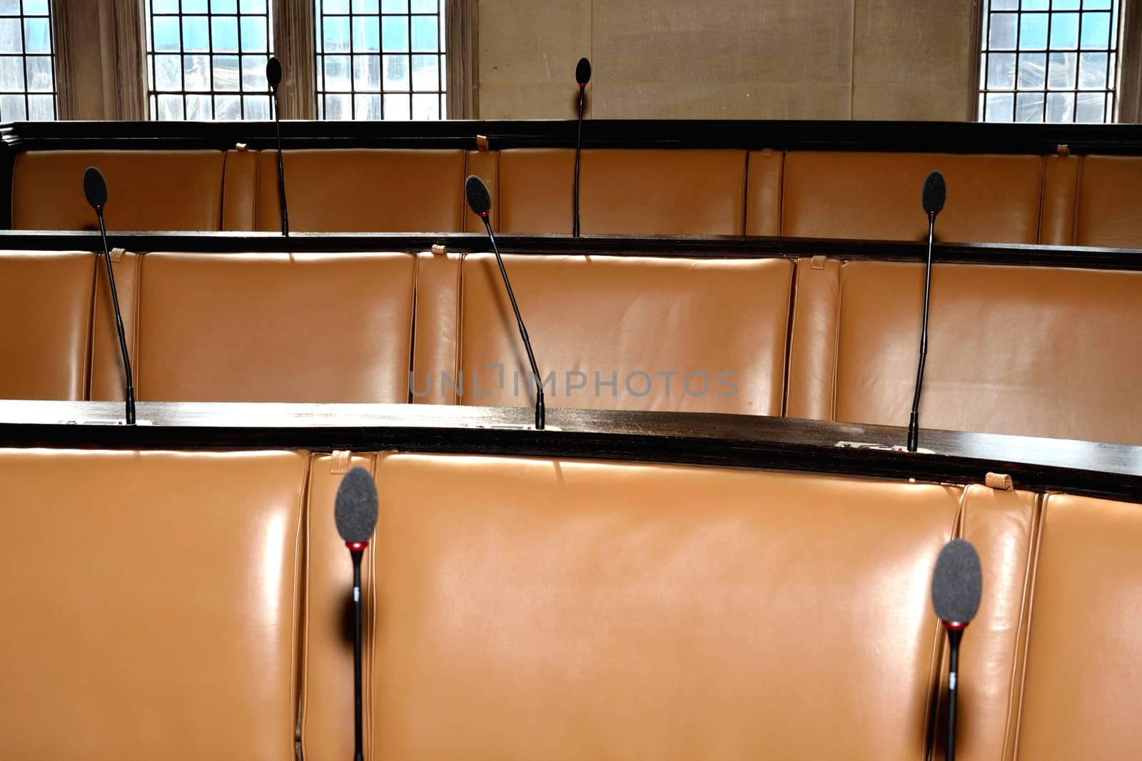 Empty council chamber seats