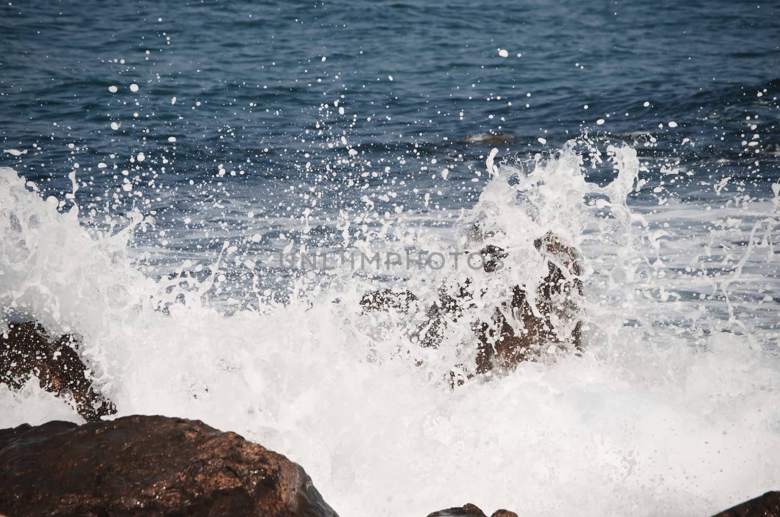 Photo of the Deep Blue Colour Wavy Sea
