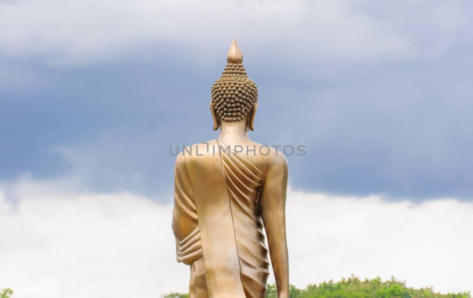 Back of golden buddha statue, Public place