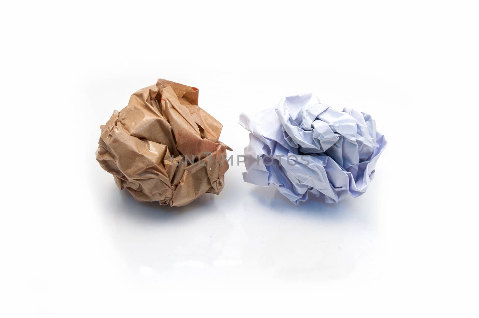 Lump crumpled paper isolate on white background