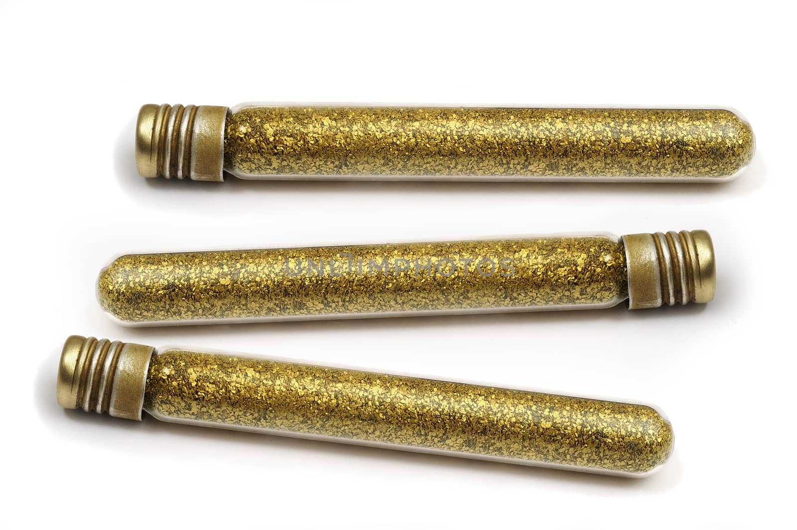 tubes of glitter alluvial gold found in France