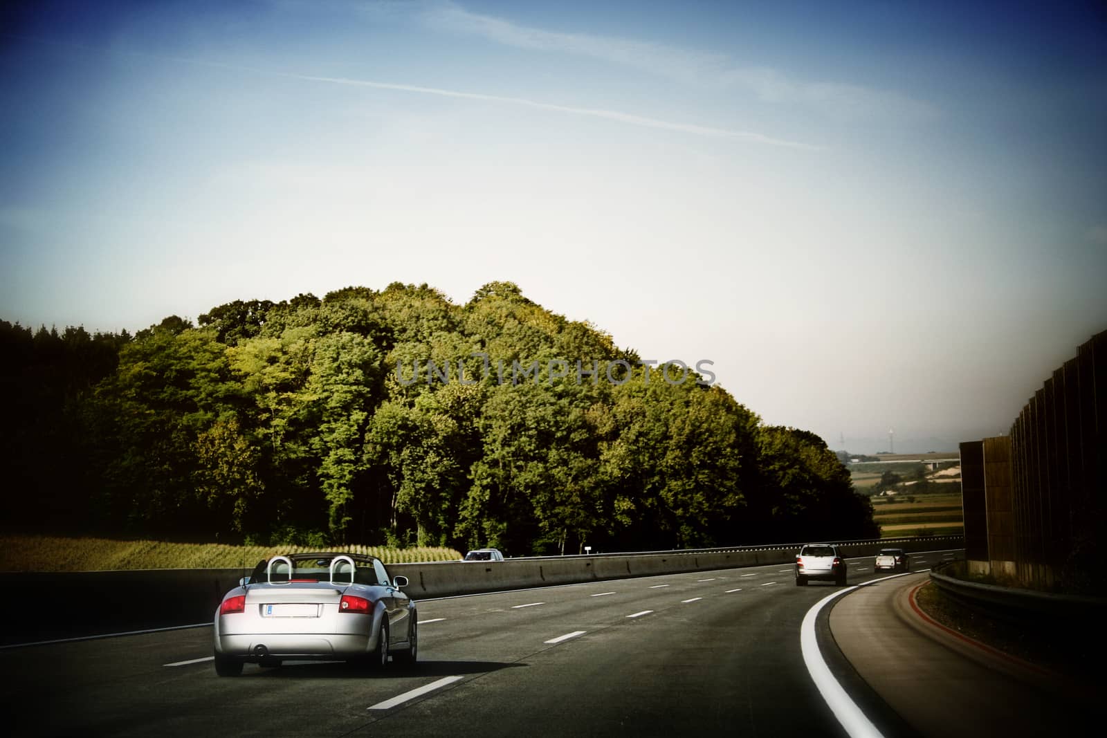 Car running on the highway