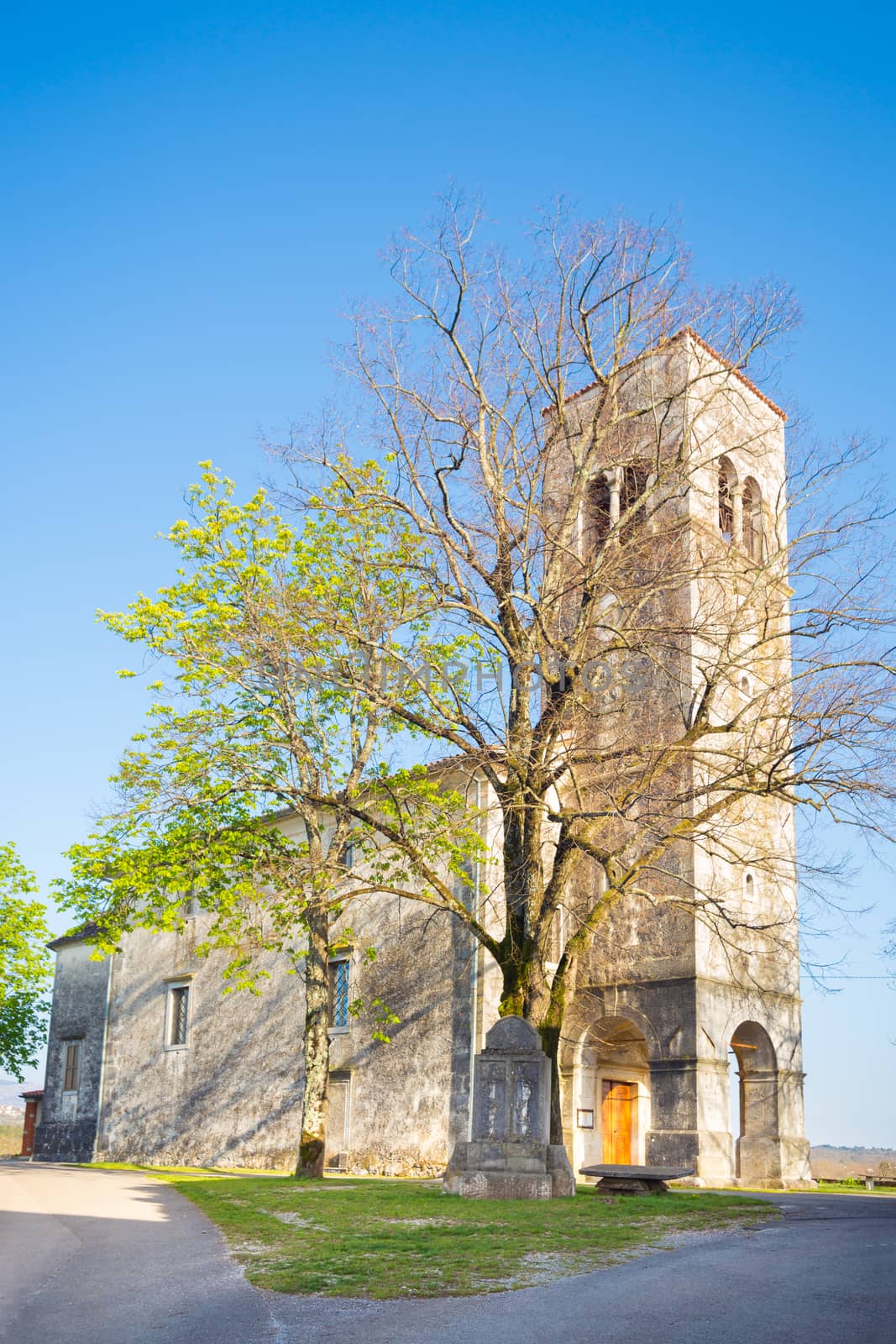 Church of saint Elija from 1802 in village of Kopriva, coast and the karst region of Slovenia, Europe.