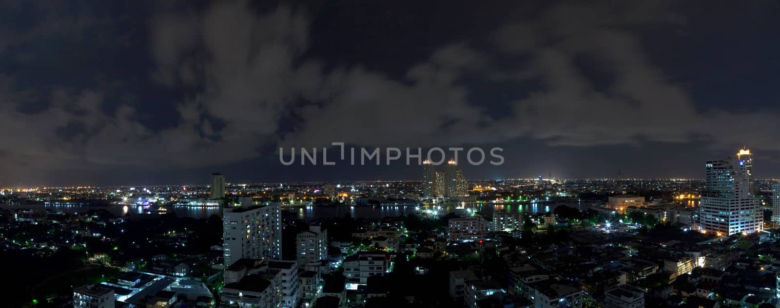 panorama bangkok city at night.bangkok city at day.