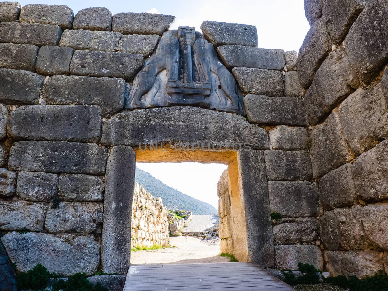 The Lion gate in Mykines, Greece by ankarb