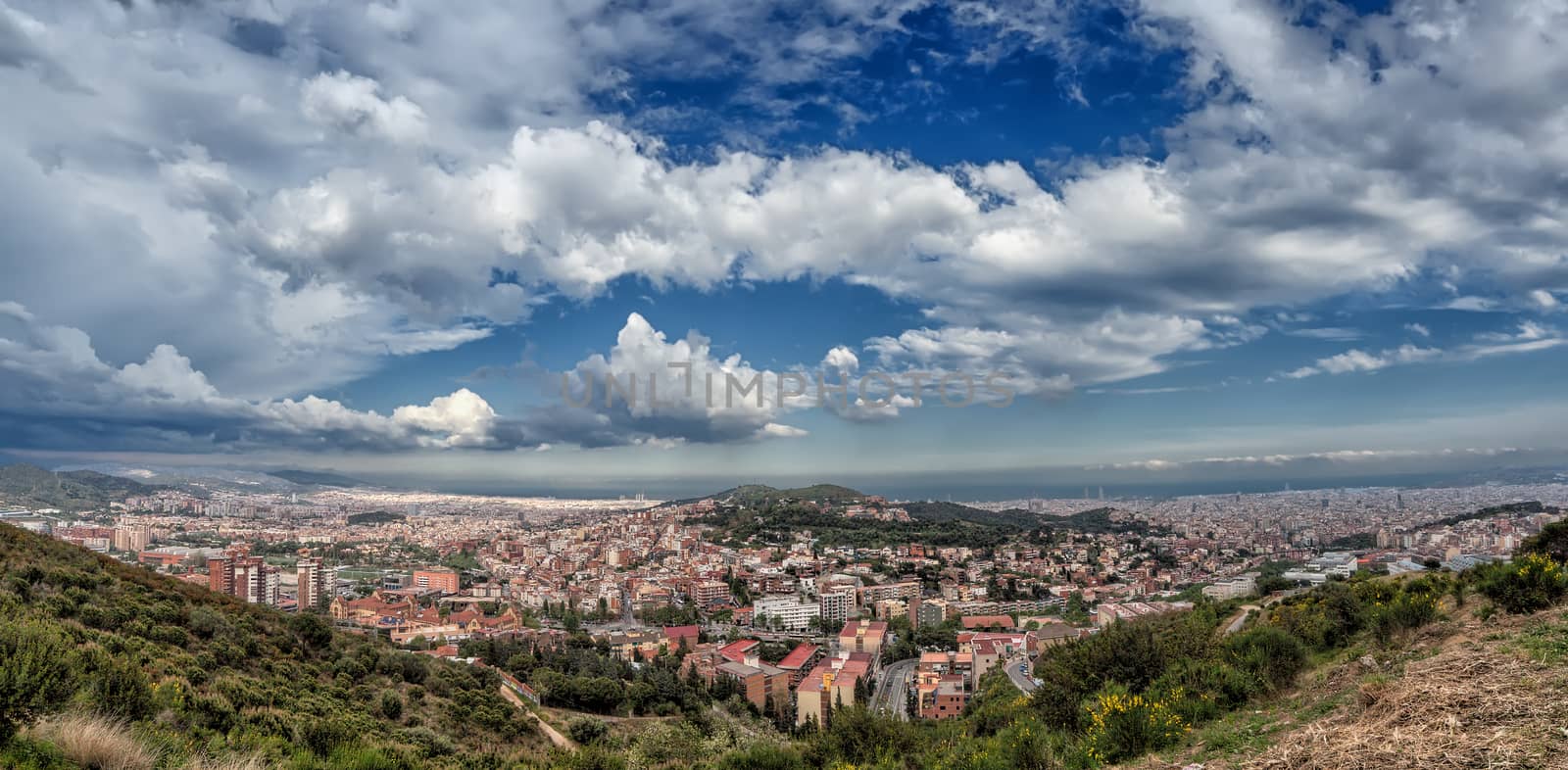 Panorama of Barcelona from the Tibidabo hill