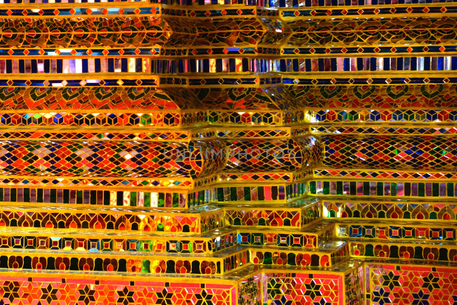 the detail of  thai art mirrors decoration,shallow focus