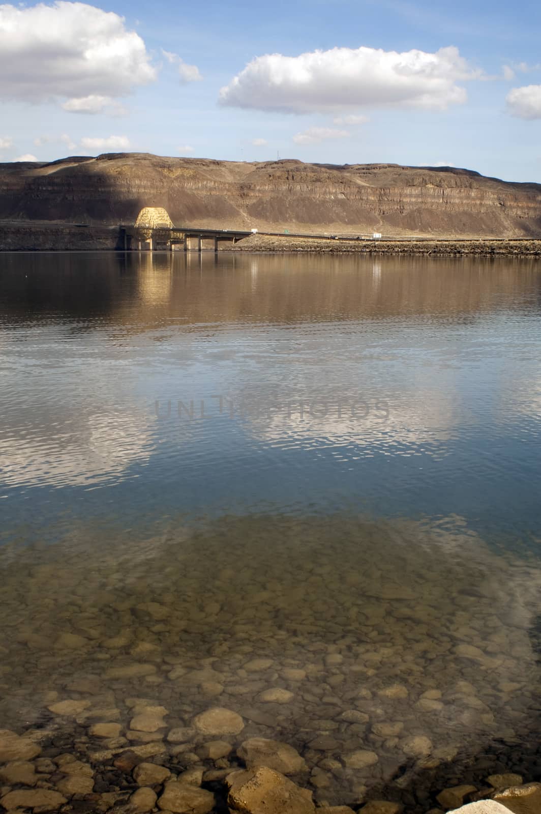 Smooth water produces a beautiful reflection in the Columbia River