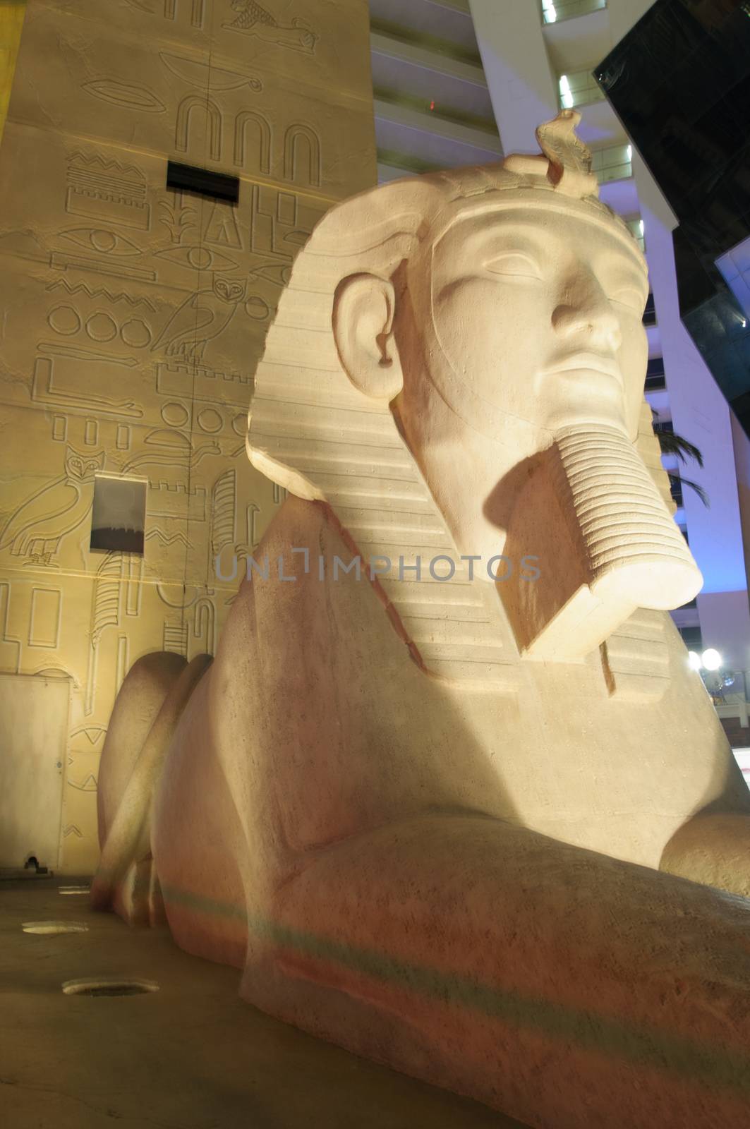 Las Vegas, Nevada Usa - September 10, 2013: Replica of Great Sphinx in front of Luxor Hotel and Casino, the most recognizable hotel on Vegas strip, because of its striking design.