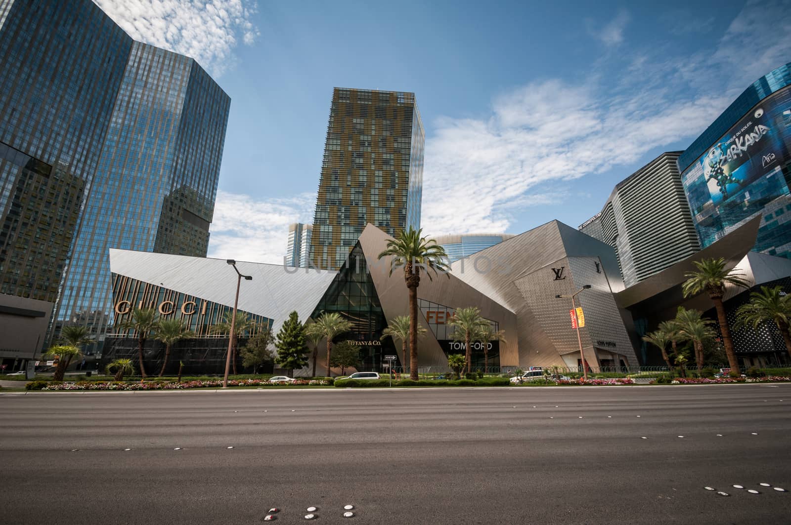 Las Vegas, Nevada Usa - September 9, 2013: World famous Vegas Strip in Las Vegas, Nevada as seen at day. Stretching 4.2 miles, the Strip is home to the largest hotels and casinos in the world