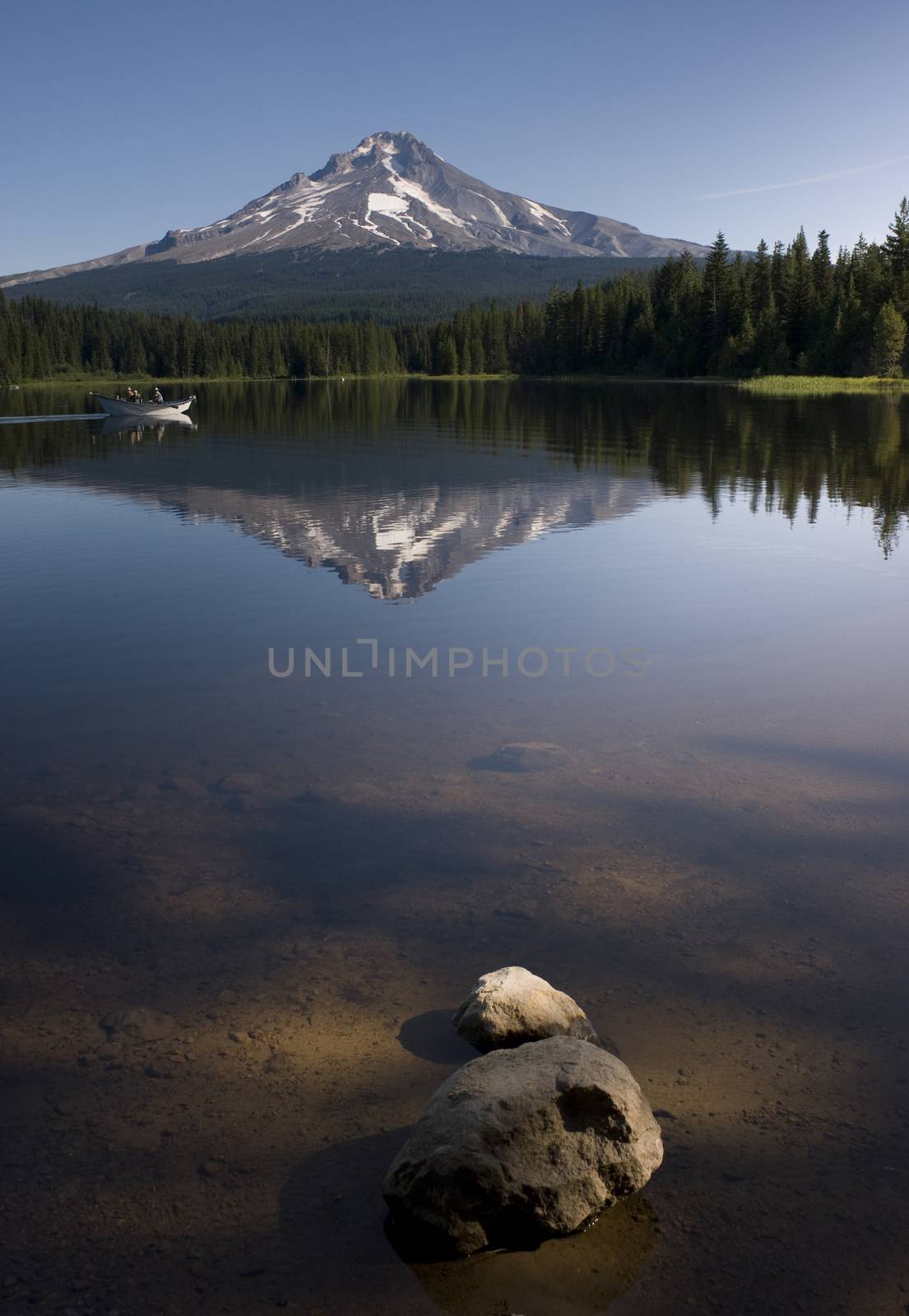 Boat on Mountain Lake Cascade Range Oregon State USA by ChrisBoswell