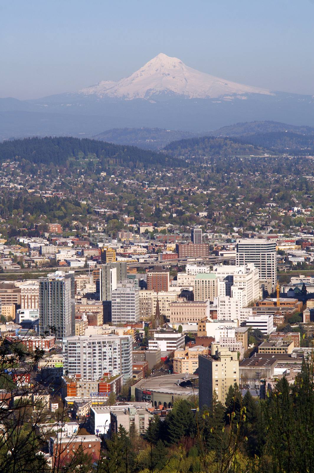 Portland Sky Showing Downtown And Mt Hood Oregon State by ChrisBoswell