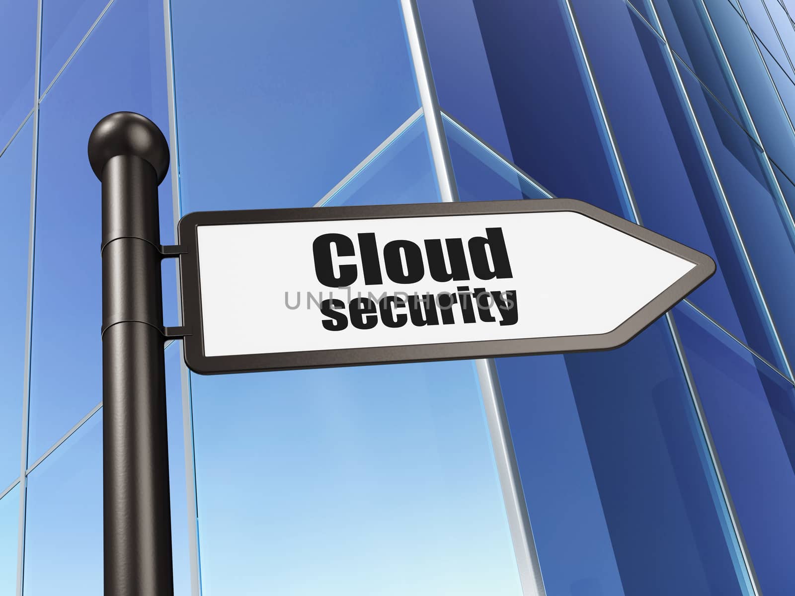 Cloud technology concept: Cloud Security on Building background, 3d render