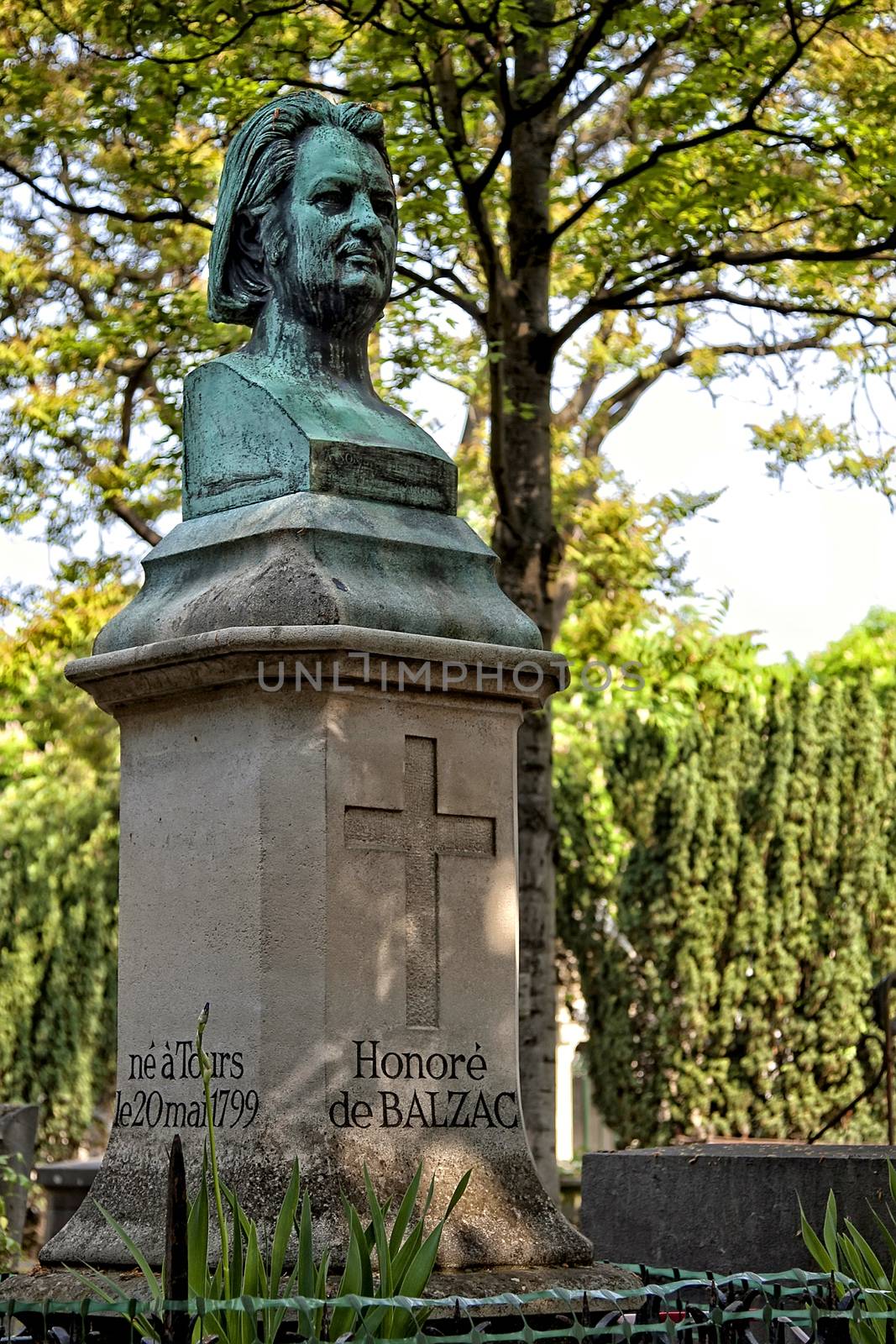 Honore de Balzac, monument in the cemetery Pere Lachaise, in Paris, France