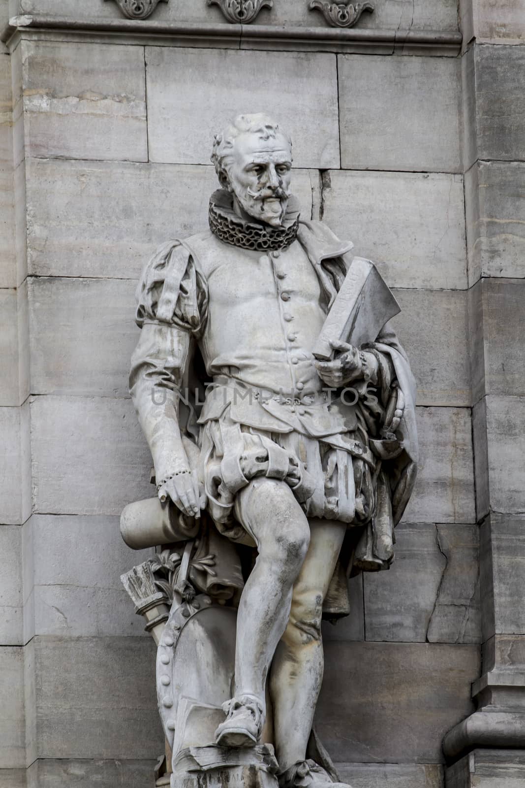 Cervantes sculpture. National library facade in Madrid, Spain by FernandoCortes