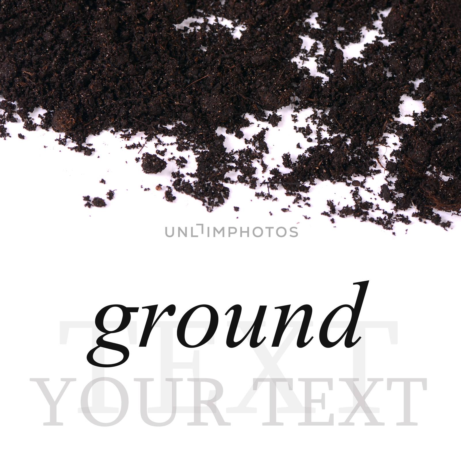 Black ground closeup isolated on white background