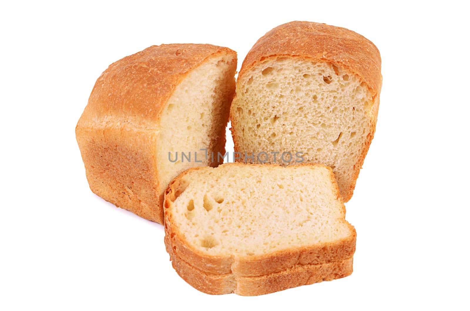 Loaf of white bread isolated on white