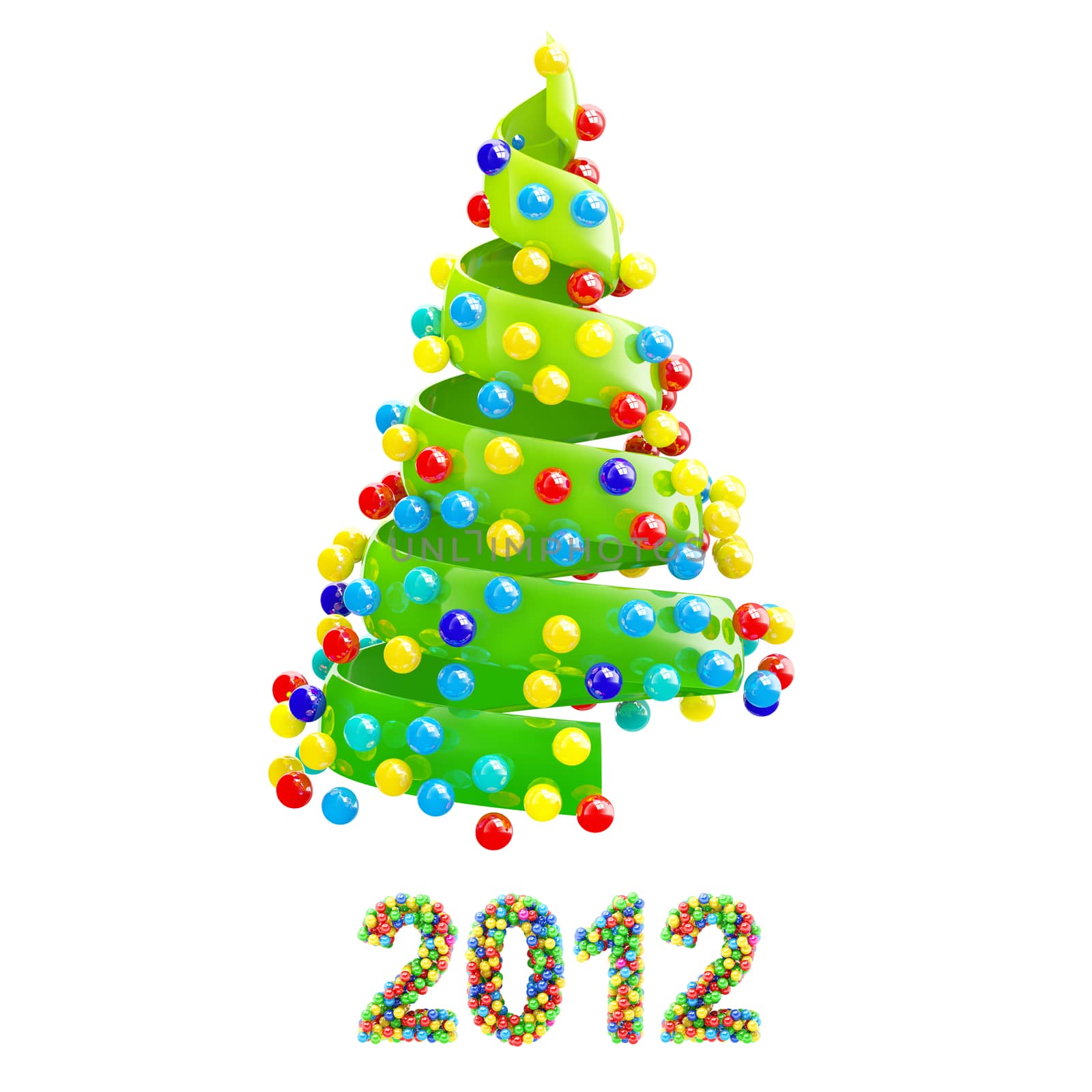 Christmas tree with colorful 2012 text by maxkabakov