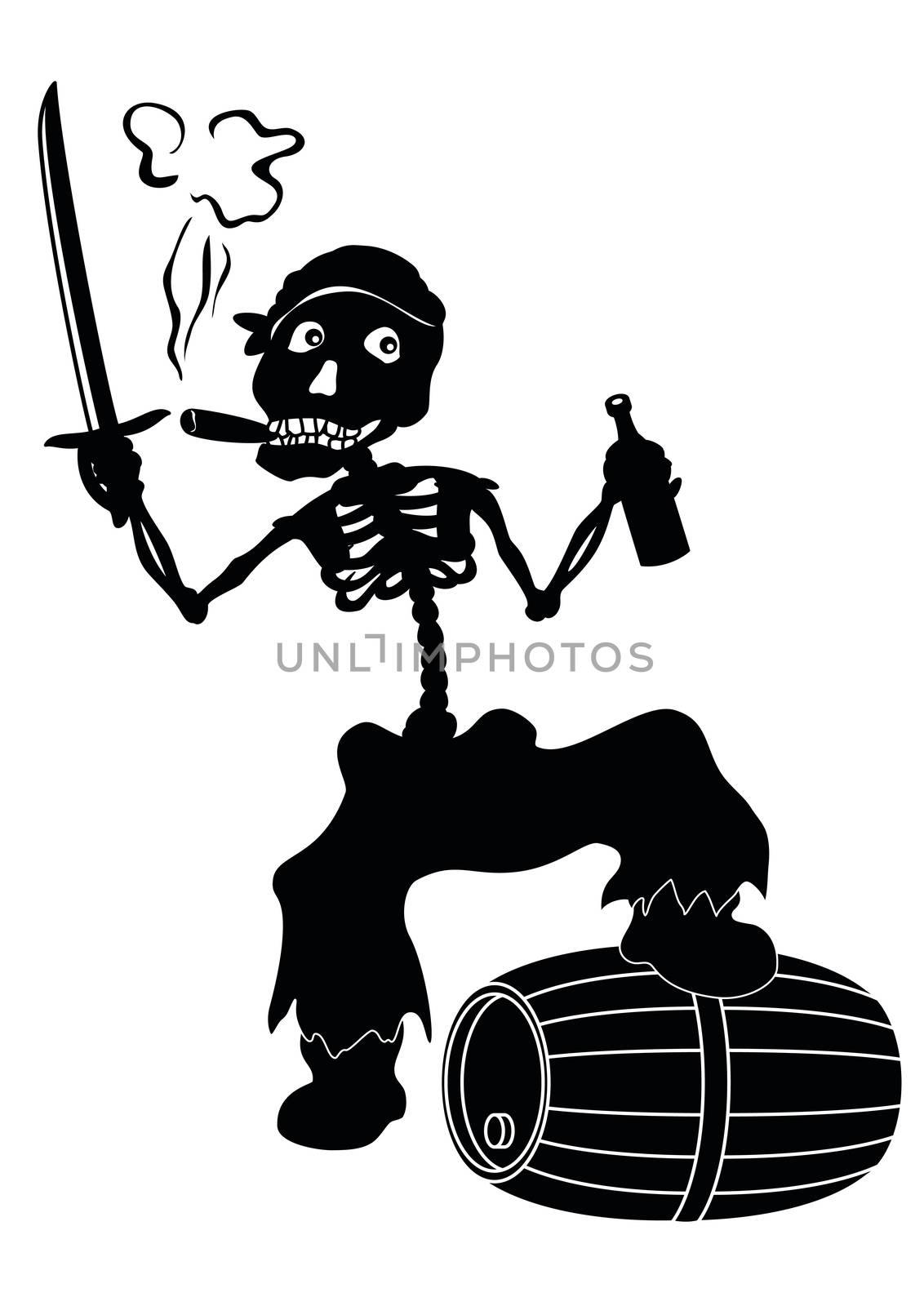 Jolly Roger skeleton, black silhouettes by alexcoolok