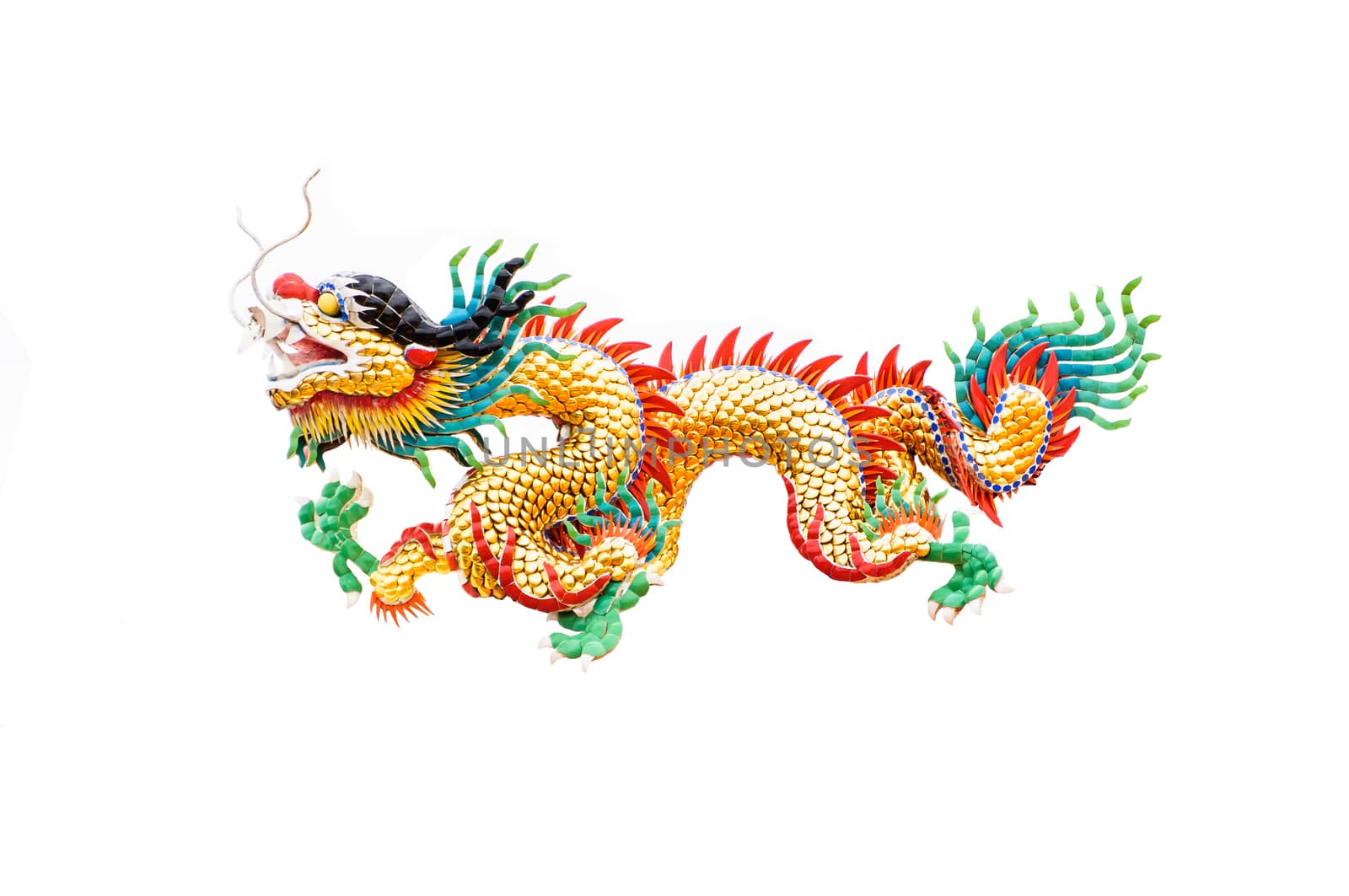 Colorful Dragon statue in Chinese style isolated on white