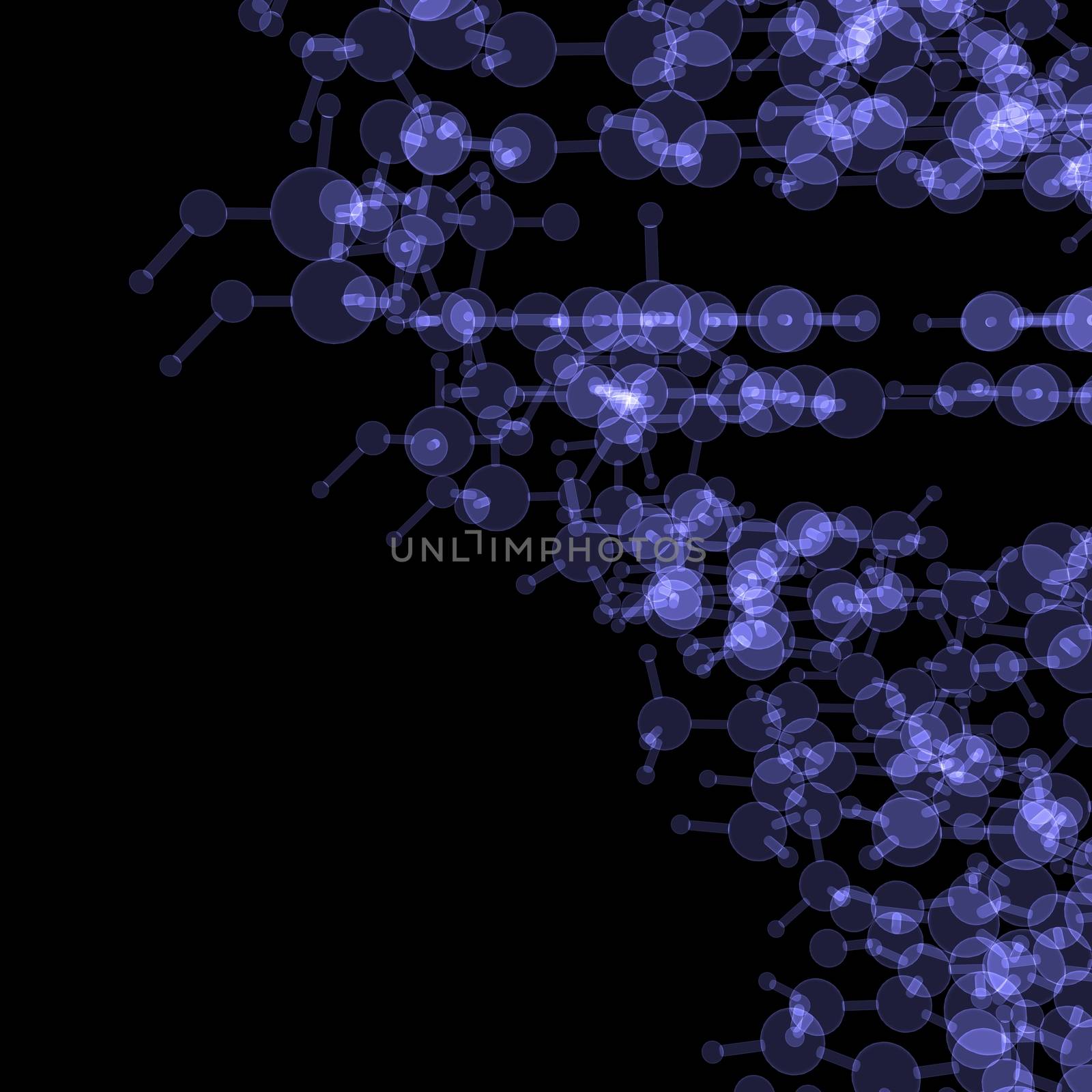 Abstract DNA molecule. X-ray render on black background