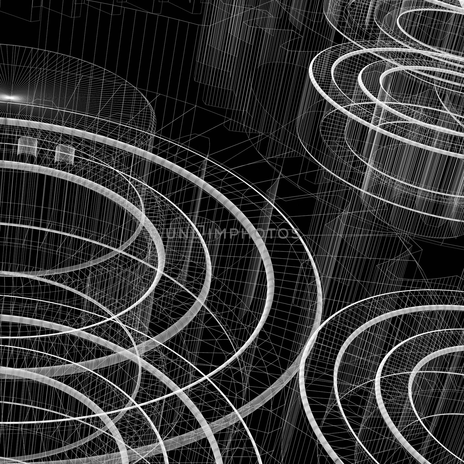 Bearings. Wire-frame render on a black background