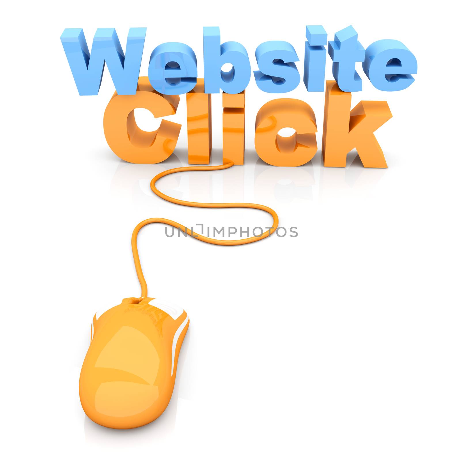 Website click. 3D rendered Illustration. Isolated on white.