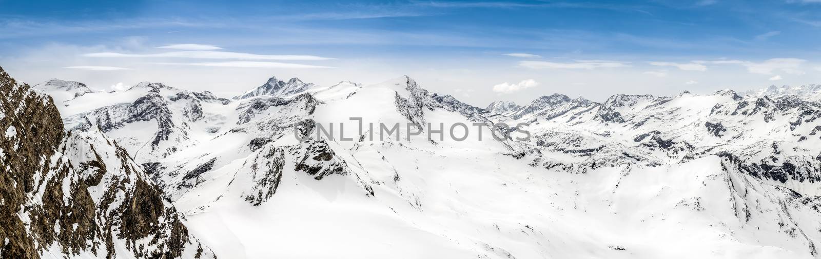 Panoramic view of Alps mountains with Grossglockner peak by martinm303