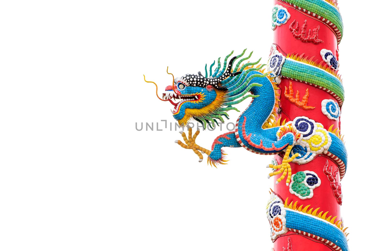 Colorful Dragon statue in Chinese style isolated on white