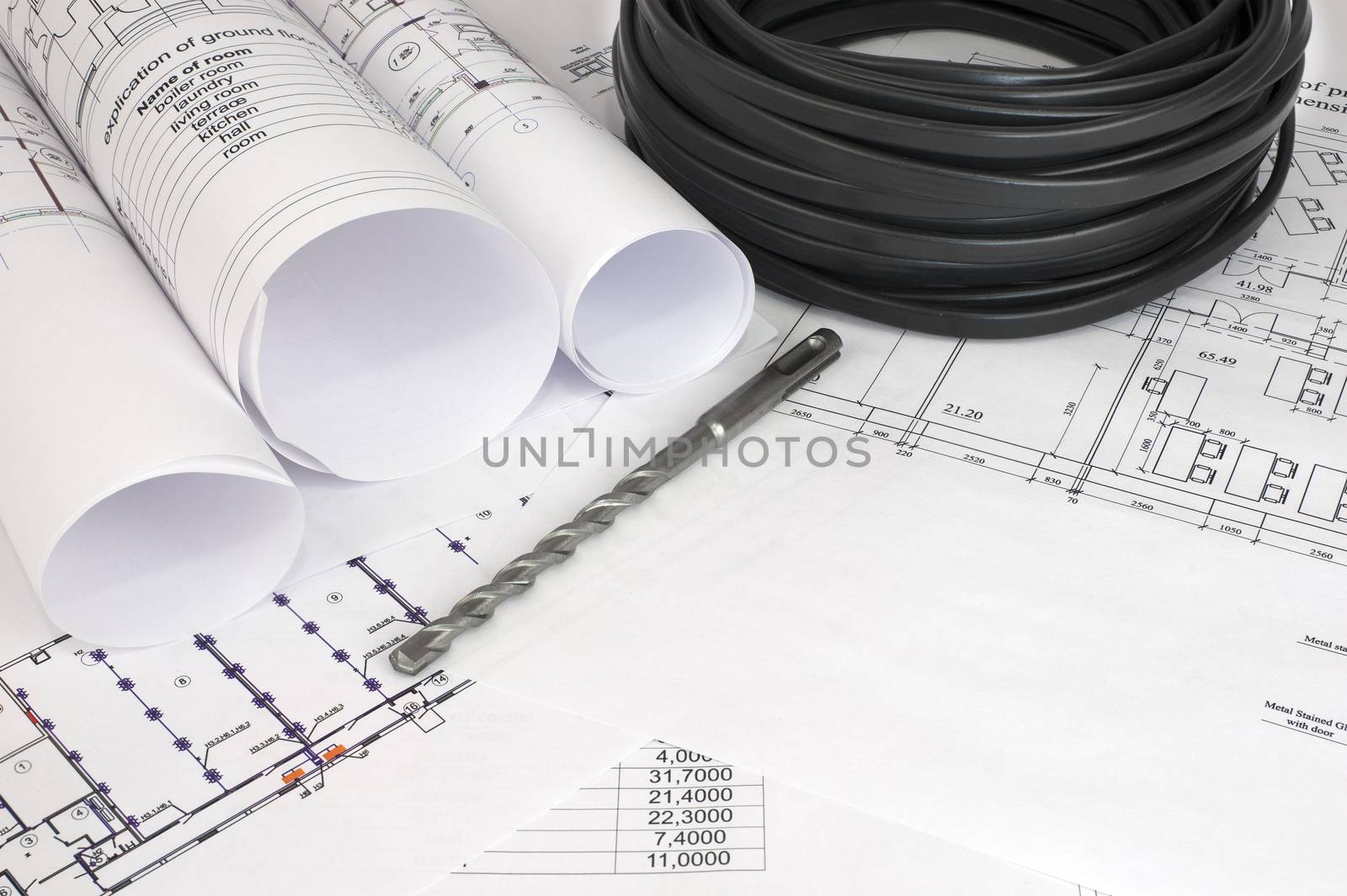 Electrical cable on the construction drawings by cherezoff