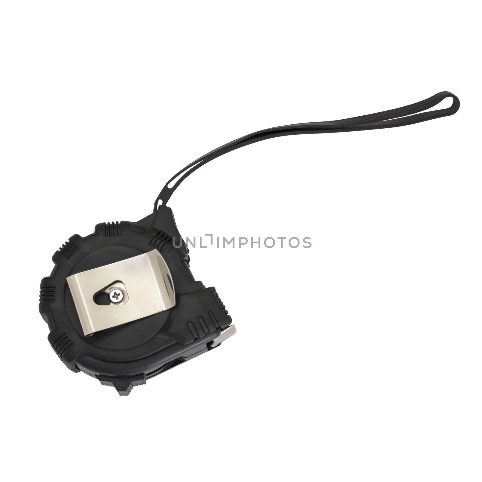 Black tape measure. Isolated on white background