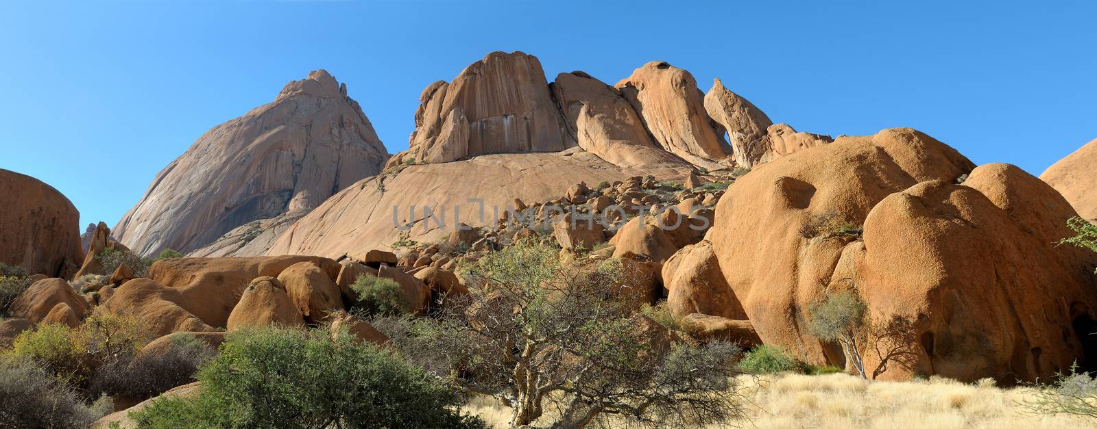 Panorama from two photos of the Spitzkoppe in Namibia
