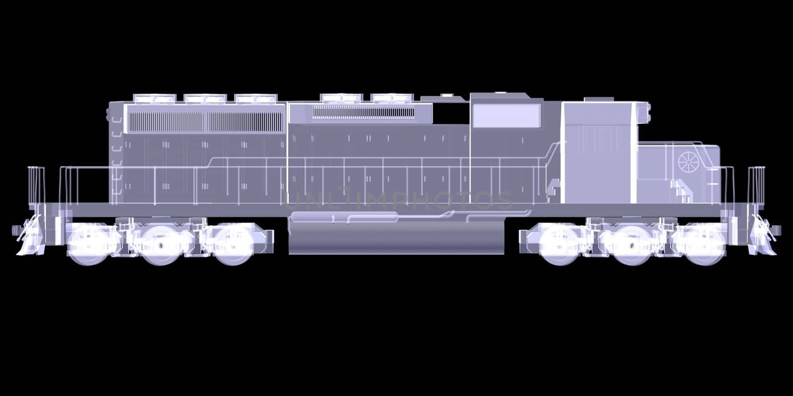 Lokomotiv. X-ray isolated on the black background