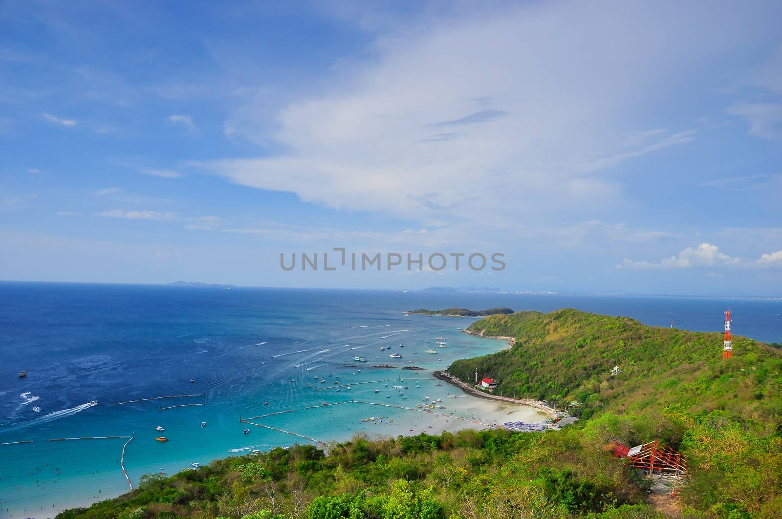 View of mountains above the coast by Sorapop