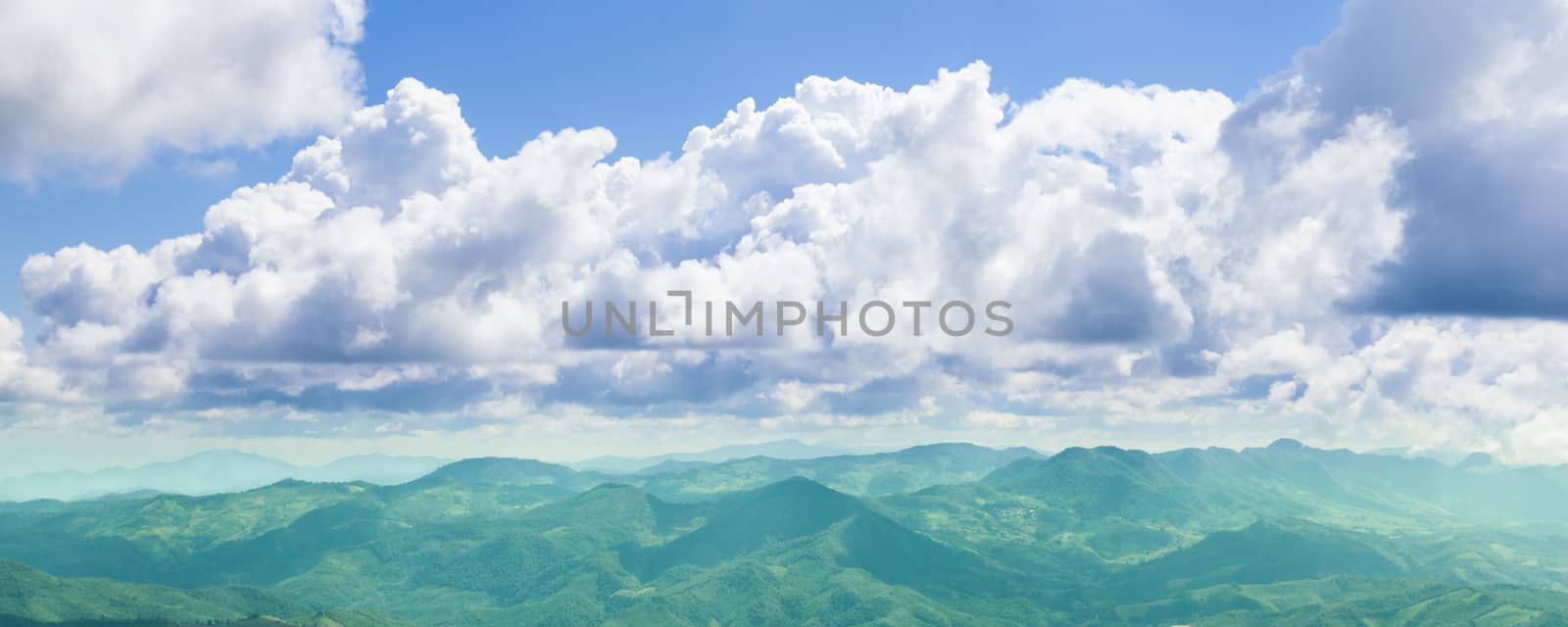 panorama mountains and clouds.Lined mountain complex Cloud's group at the sky.