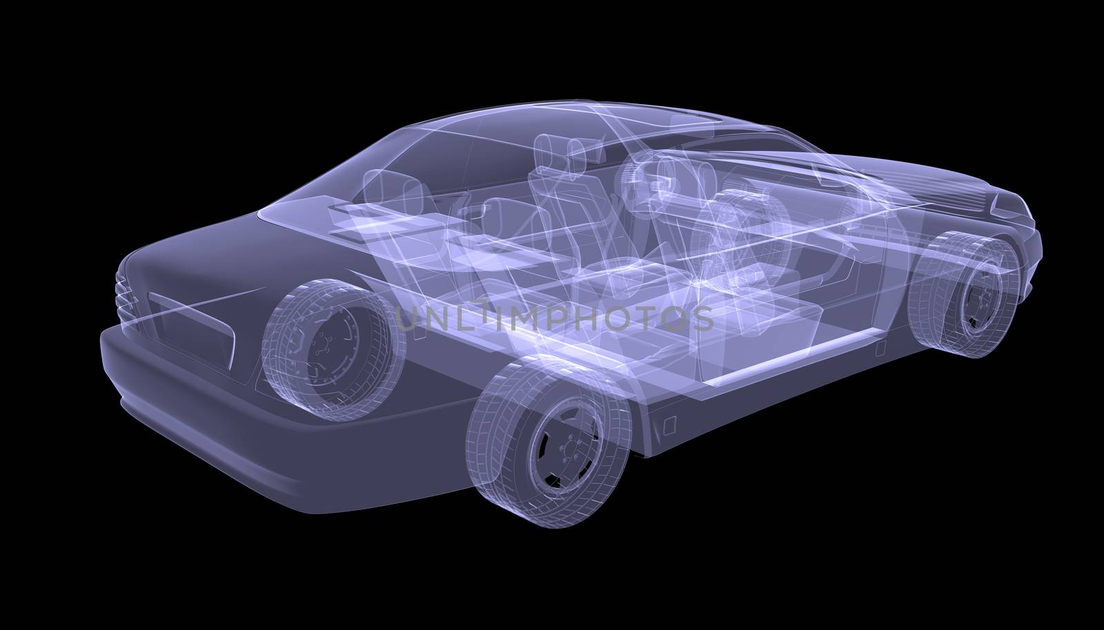 X-ray concept car. Isolated render on a black background
