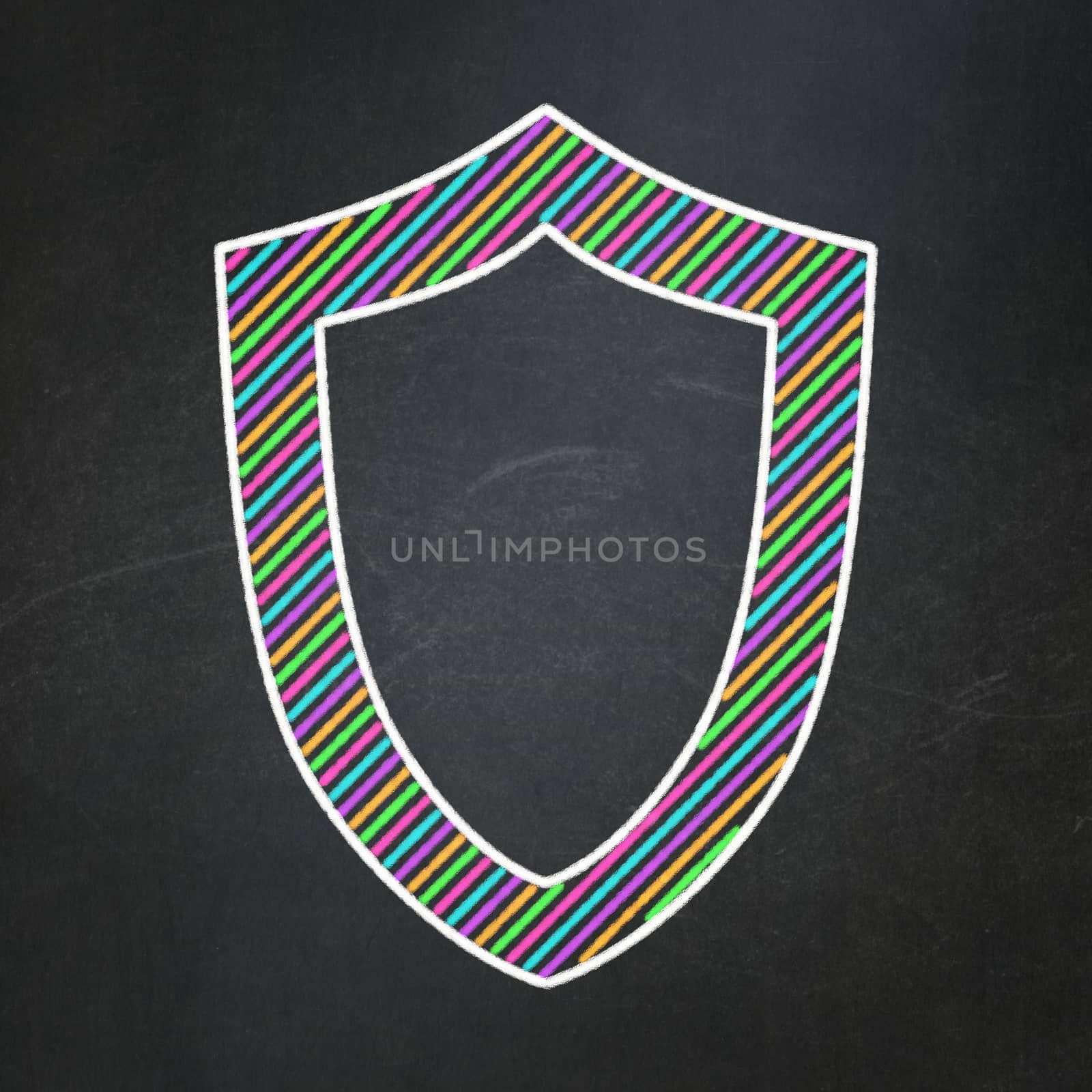 Safety concept: Contoured Shield on chalkboard background by maxkabakov