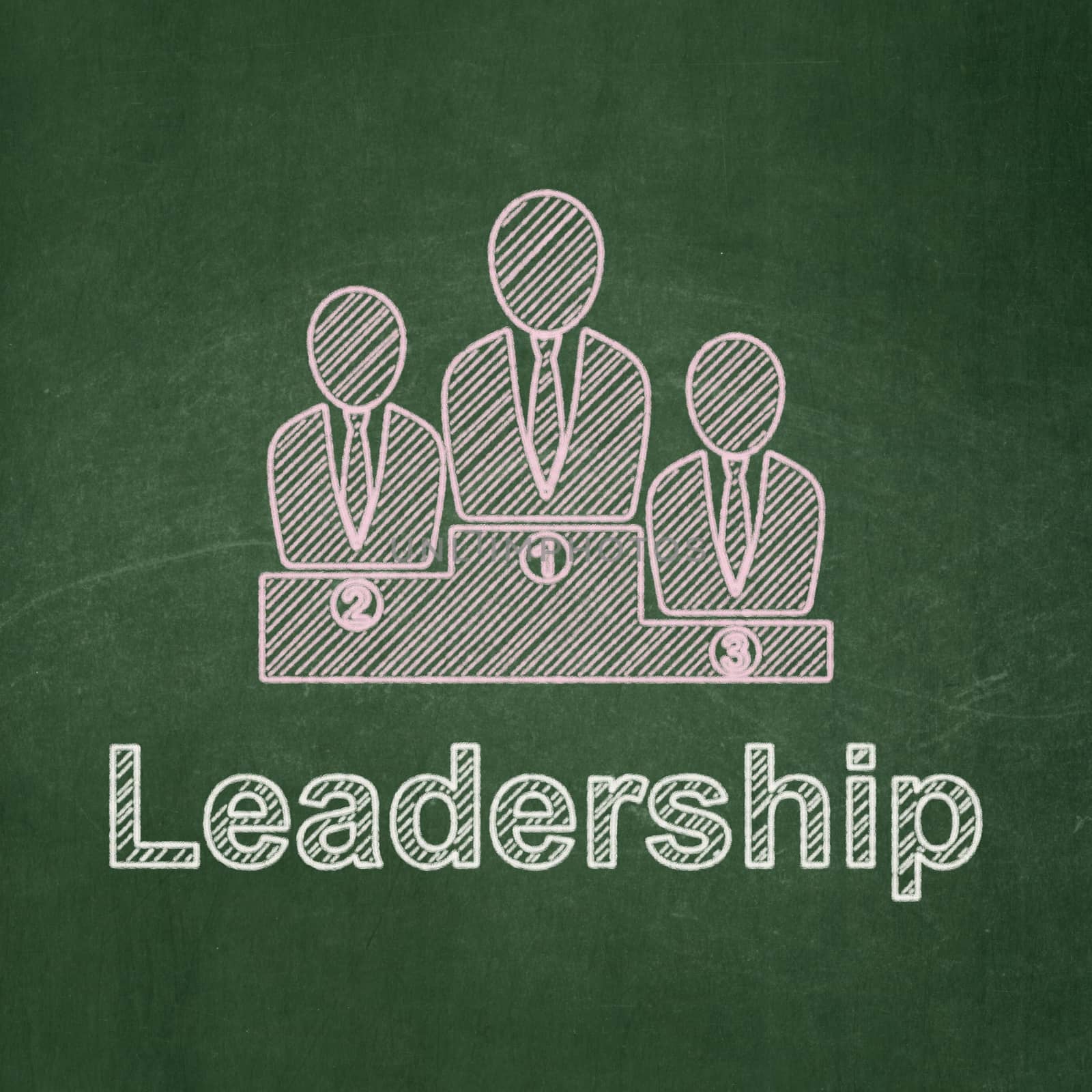 Finance concept: Business Team icon and text Leadership on Green chalkboard background, 3d render