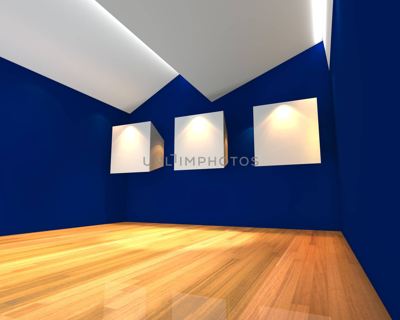 white canvas on blue wall by sumetho