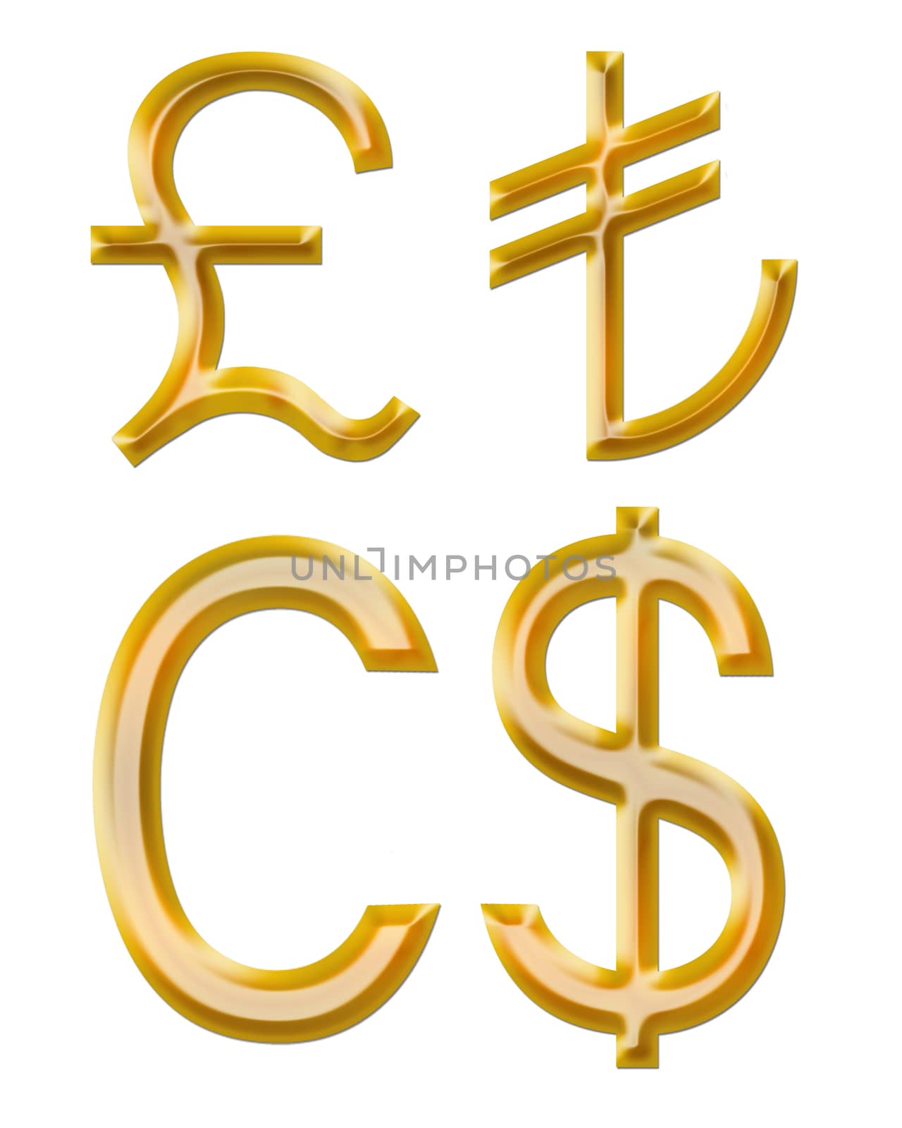 signs of currencies: pound, Canadian dollar, lire by alexmak