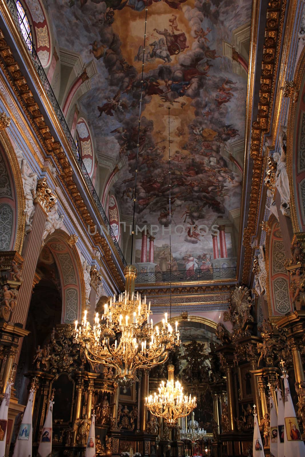 beautiful ceiling in the beautiful Catholic church in Lvov