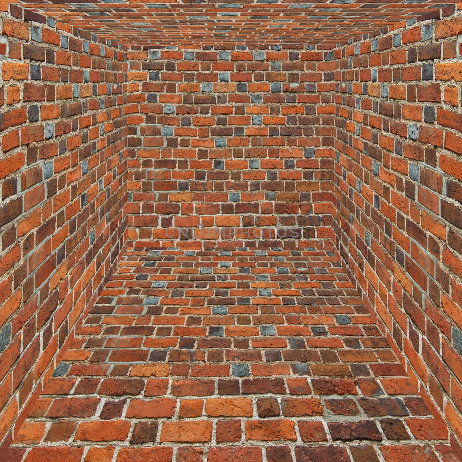 room with all walls nade from red bricks by alexmak