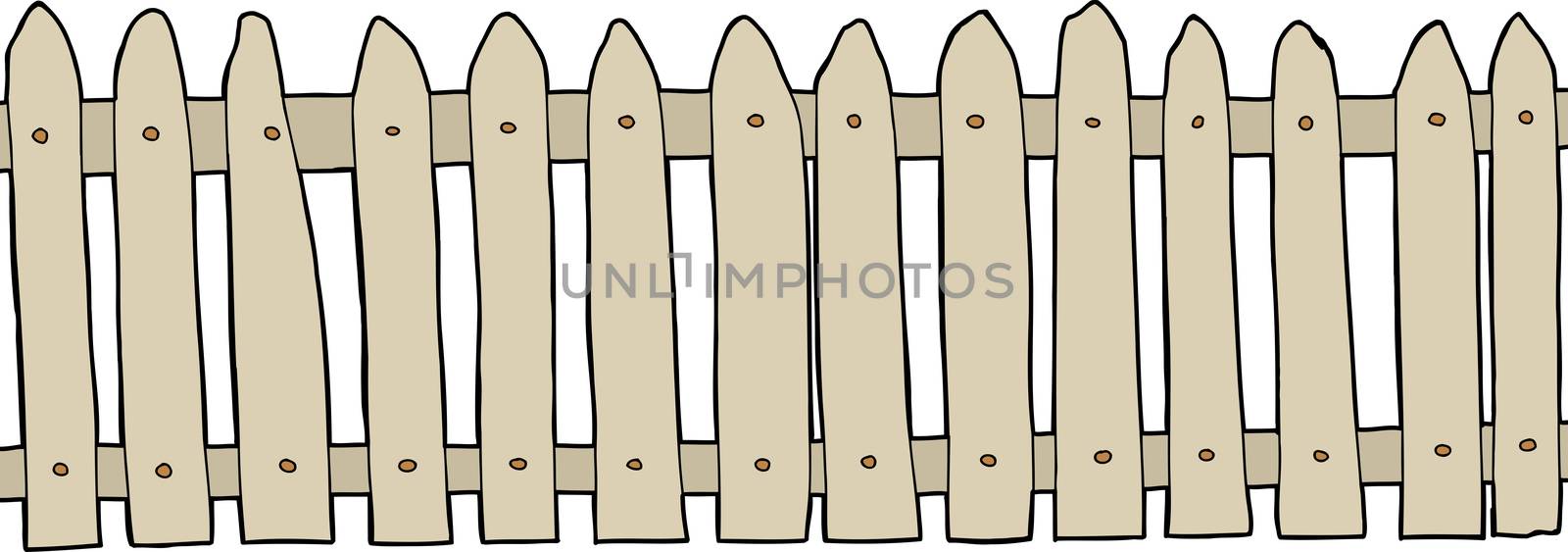 Single isolated wooden fence over white background