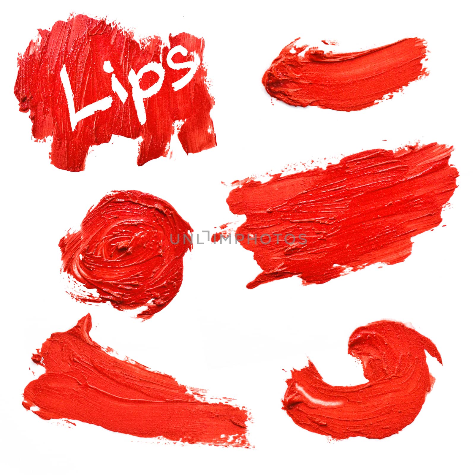 lipstick smudged on white background
