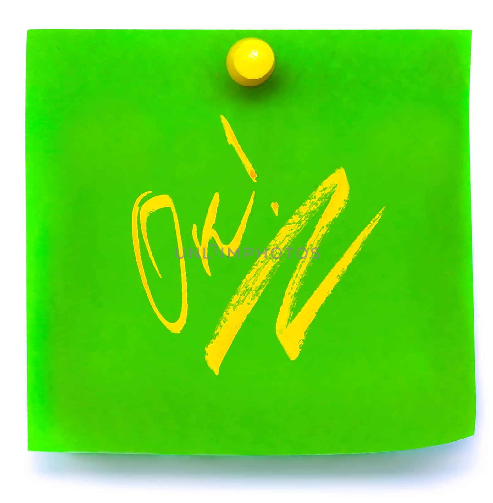 Green Sticker with yellow ok on a White Background by Romas_ph