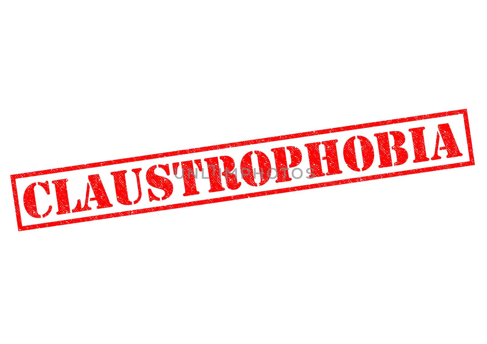 CLAUSTROPHIBIA (fear of confined spaces) red Rubber Stamp over a white background.